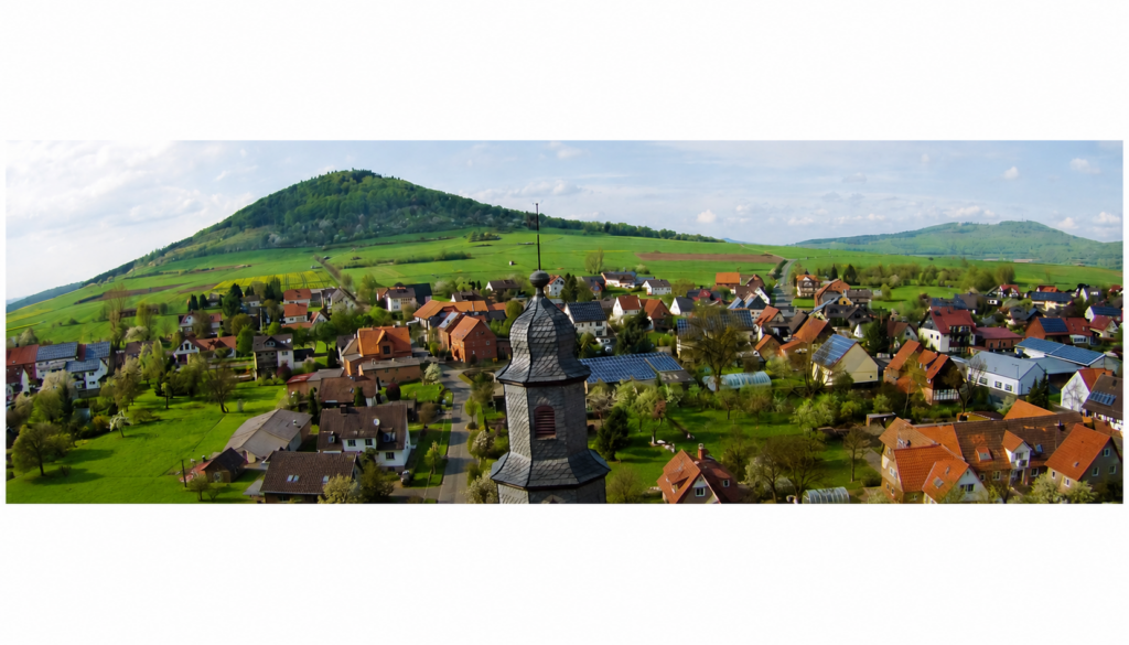 Luftbild von Istha mit Isthaberg